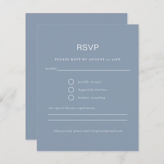 Budget Simple Dusty Blue RSVP Card (Vorne/Hinten)