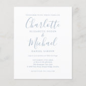 Budget Simple Dusty Blue Script Hochzeit Einladung (Vorderseite)