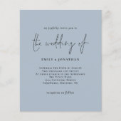 Budget Simple Dusty Blue Wedding Einladung (Vorderseite)