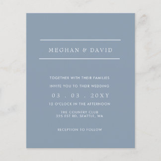 Budget Simple Dusty Blue Wedding Einladung