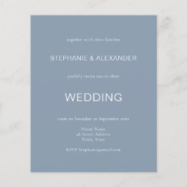 Budget Simple Dusty Blue Wedding Einladung