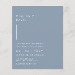 Budget Simple Dusty Blue Wedding Einladung