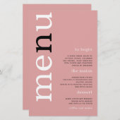 BUDGET Simple Dusty Rose Typografy Wedding Menu (Vorne/Hinten)