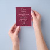 Budget Simple Elegant Cranberry Wedding Menu Flyer (Gruppe)