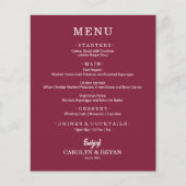 Budget Simple Elegant Cranberry Wedding Menu Flyer (Vorne)