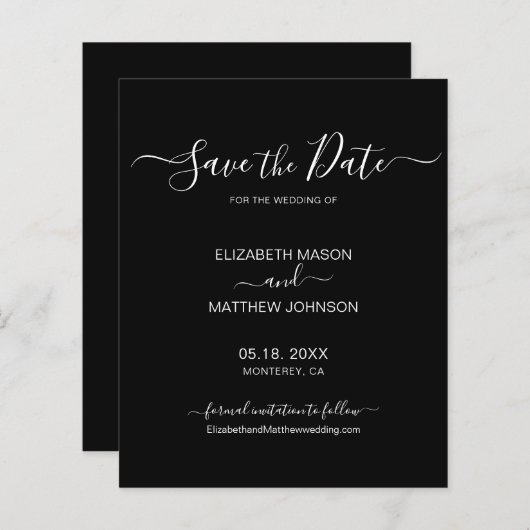 Budget Simple Elegant Script Save the Date Flyer (Vorne/Hinten)