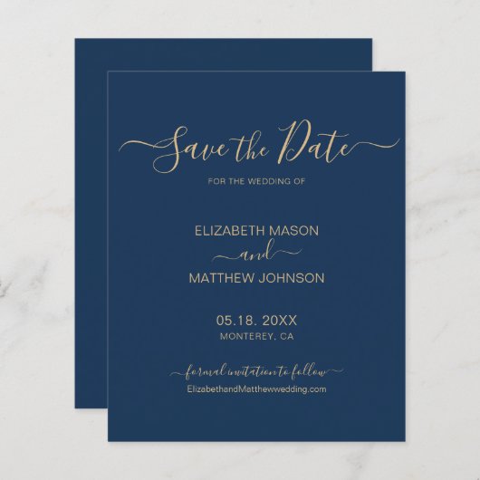 Budget Simple Elegant Script Save the Date Flyer (Vorne/Hinten)