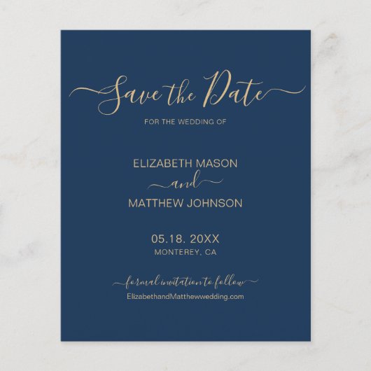 Budget Simple Elegant Script Save the Date Flyer (Vorderseite)