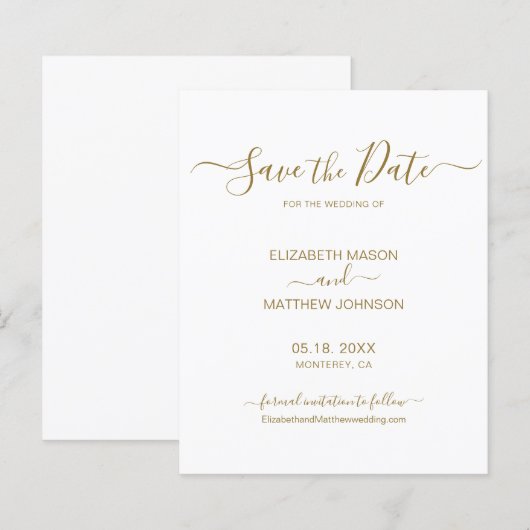 Budget Simple Elegant Script Save the Date Flyer (Vorne/Hinten)