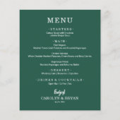 Budget Simple Elegante Emerald Green Wedding Menu (Vorderseite)