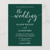 Budget Simple Emerald Green Wedding Einladung (Vorderseite)