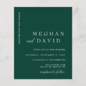Budget Simple Emerald Green Wedding Einladung (Vorderseite)
