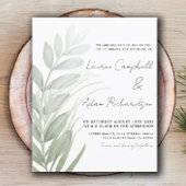 Budget Simple Foliage Green Wedding Einladung