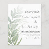 Budget Simple Foliage Green Wedding Einladung (Vorderseite)