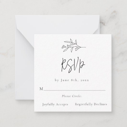 Budget Simple Foliage Wedding RSVP Card Mitteilungskarte (Vorderseite)