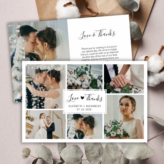 Budget Simple Foto Collage Wedding Danke Karte