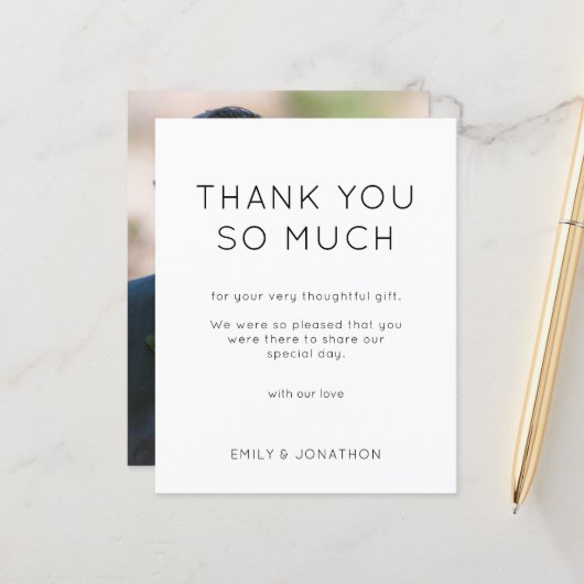 Budget Simple Foto Wedding Schwarz-weiß Danke (Vorderseite/Rückseite Beispiel)