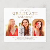 Budget Simple Gold 3 Foto Abschluss Einladung (Vorderseite)