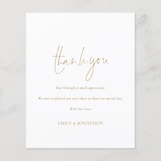 Budget Simple Gold Script Foto Hochzeit Vielen Dan (Vorderseite)