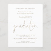 Budget Simple Gold White Grad Luncheon Einladung (Vorderseite)