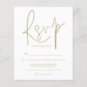 Budget Simple Gold White Wedding RSVP (Vorderseite)