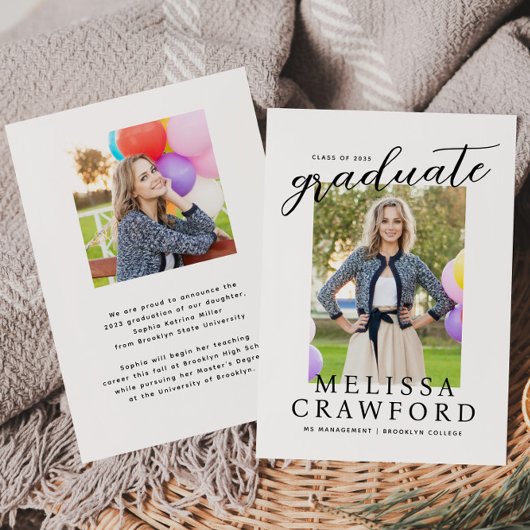 Budget Simple Graduate Chic Foto Abschluss Card