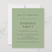 Budget Simple Green Wedding Abend Party Einladung (Vorderseite)
