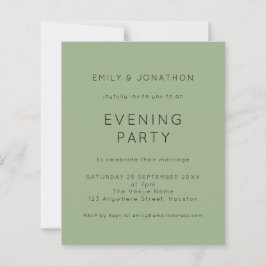 Budget Simple Green Wedding Abend Party Einladung