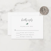 Budget Simple Green Wedding RSVP Card Mitteilungskarte (Vorderseite/Rückseite Beispiel)