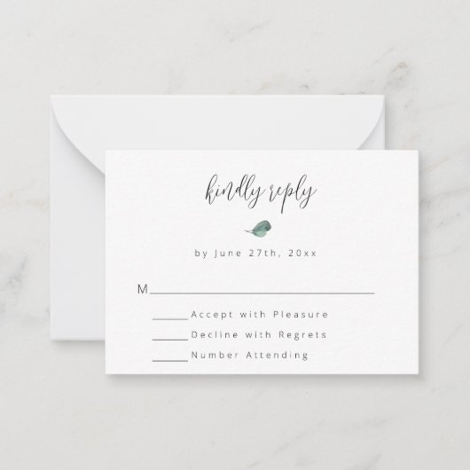 Budget Simple Green Wedding RSVP Card Mitteilungskarte (Vorderseite)