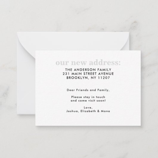 Budget Simple Hello New Zuhause Address Foto Movin Mitteilungskarte (Rückseite)