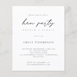 Budget Simple Hen Party Brunch Bubbly Einladung