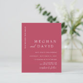 Budget Simple Magenta Minimal Wedding Einladung (Stehend Vorderseite)