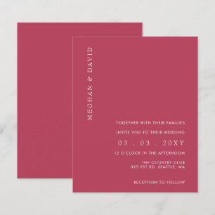 Budget Simple Magenta Modern Wedding Einladung