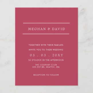 Budget Simple Magenta Modern Wedding Einladung