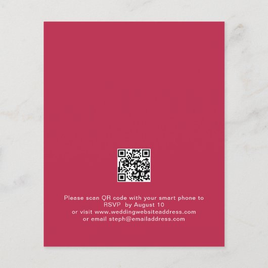 Budget Simple Magenta QR Code Hochzeit Einladung (Rückseite)