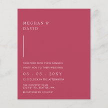 Budget Simple Magenta Wedding Einladung