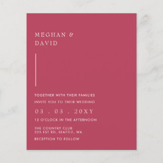 Budget Simple Magenta Wedding Einladung