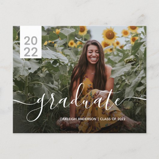 Budget Simple Modern 2 Foto Abschluss Ankündigung (Vorderseite)