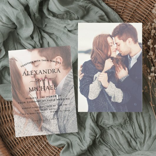 Budget Simple Modern 2 Photo Wedding Invitation