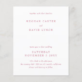 Budget Simple Modern Magenta Wedding Einladung (Vorderseite)