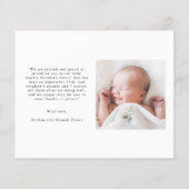 Budget Simple Modern Newborn Birth Ankündigung (Rückseite)