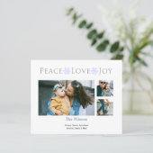 Budget Simple Peace Liebe Joy Foto Holiday Card (Stehend Vorderseite)