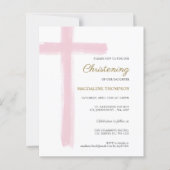 Budget Simple Pink Cross Girl Christening Baptism (Vorderseite)
