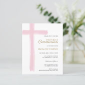 Budget Simple Pink Cross Girl First Holy Communion (Stehend Vorderseite)