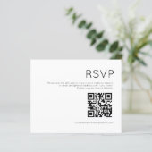 Budget Simple QR Code Black and White Wedding RSVP (Stehend Vorderseite)