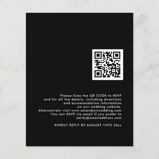 Budget Simple QR Code Black Wedding Einladung (Rückseite)