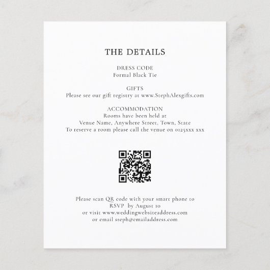 Budget Simple QR Code Wedding Abend Party Einladun (Rückseite)