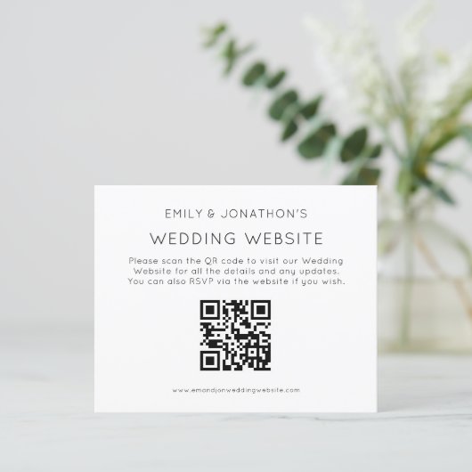 Budget Simple QR Code Wedding Website ENCL (Stehend Vorderseite)