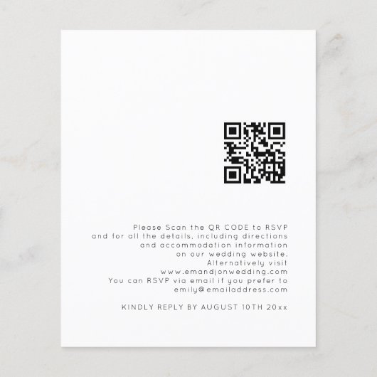 Budget Simple QR Code White Wedite Einladung (Rückseite)